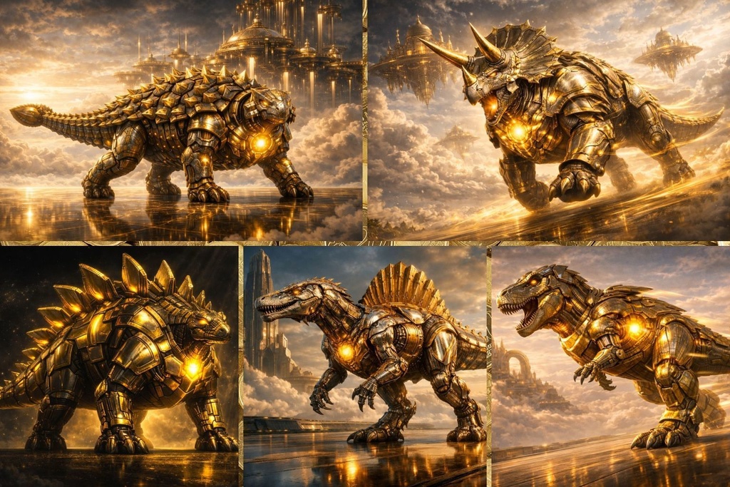 S05 - Cyber Dinosaur Artworks - 5 Species / 50 Artworks (4K)