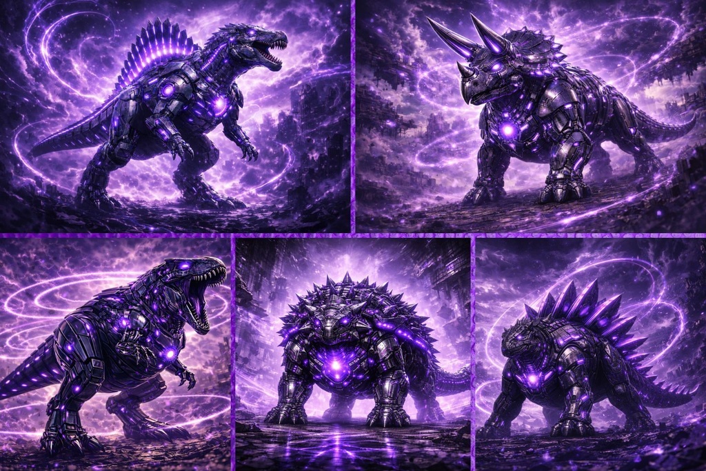 S04 - Cyber Mecha Dinosaur Artworks - 5 Species Best Of / 10 Artworks (4K)