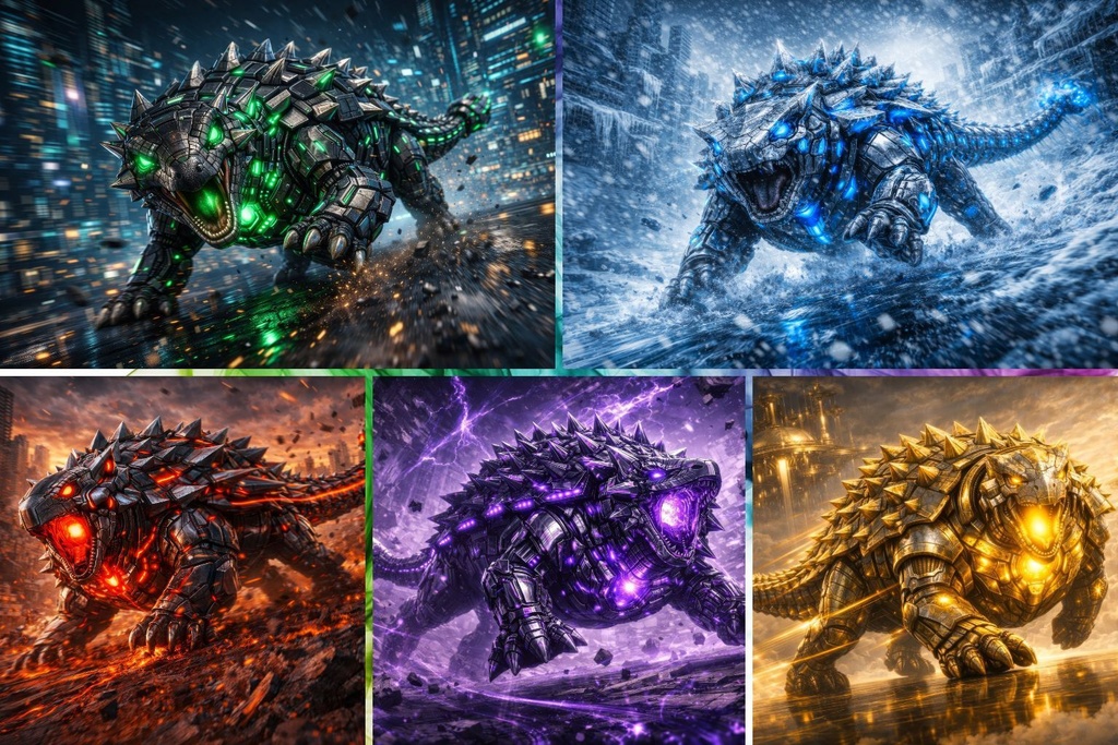 Cyber Mecha Dinosaur Artworks - Ankylosaurus 5 Series / 10 Artworks (4K)