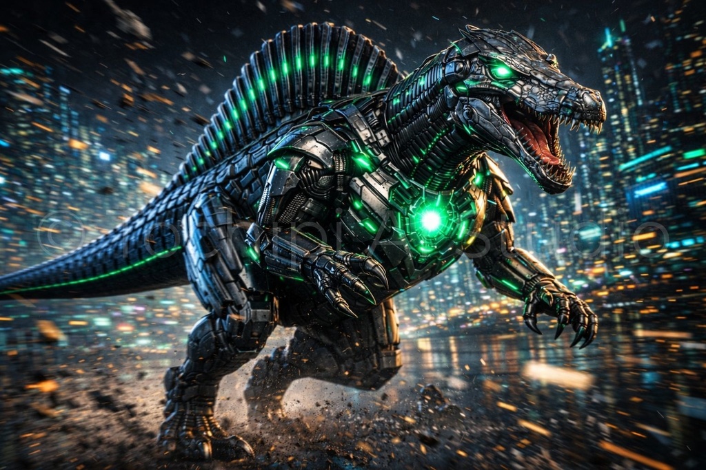 Cyber Mecha Dinosaur Artworks - Spinosaurus 5 Series / 10 Artworks (4K)