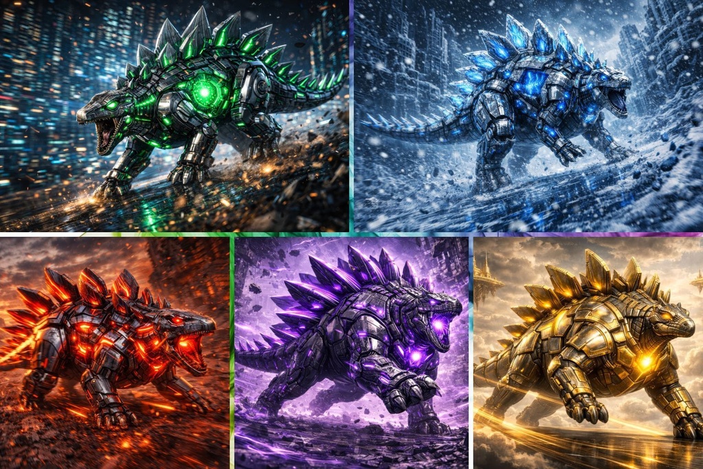 Cyber Mecha Dinosaur Artworks - Stegosaurus 5 Series / 10 Artworks (4K)