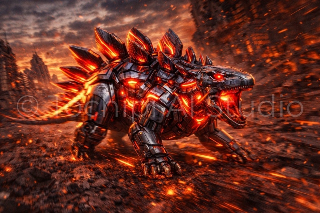 Cyber Mecha Dinosaur Artworks - Stegosaurus 5 Series / 10 Artworks (4K)