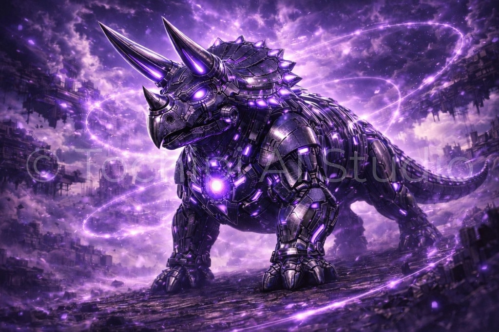Cyber Mecha Dinosaur Artworks - Triceratops 5 Series / 10 Artworks (4K)