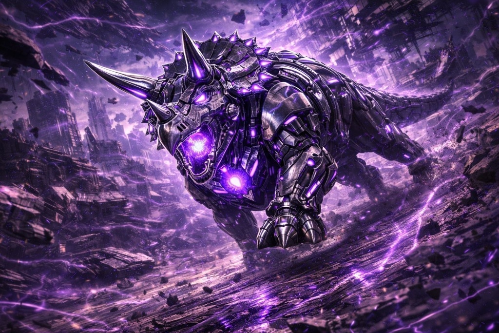 Cyber Mecha Dinosaur Artworks - Triceratops 5 Series / 10 Artworks (4K)