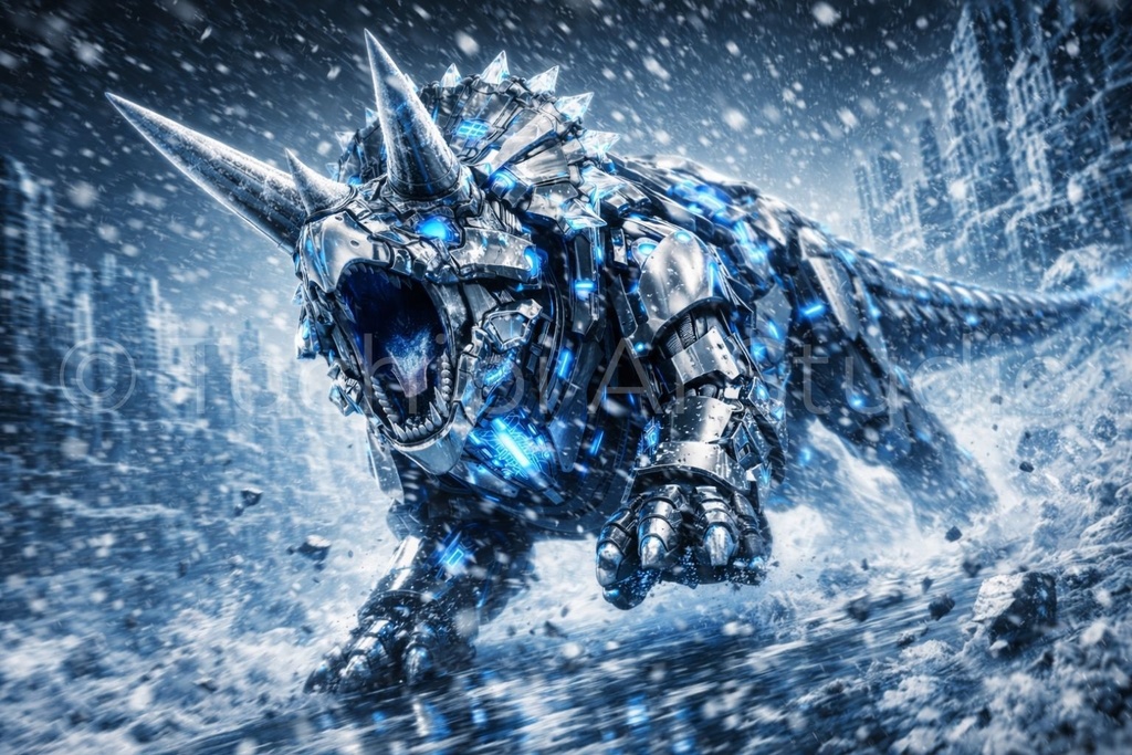 Cyber Mecha Dinosaur Artworks - Triceratops 5 Series / 10 Artworks (4K)
