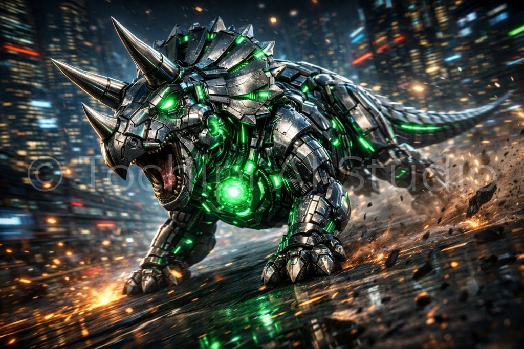 Cyber Mecha Dinosaur Artworks - Triceratops 5 Series / 10 Artworks (4K)