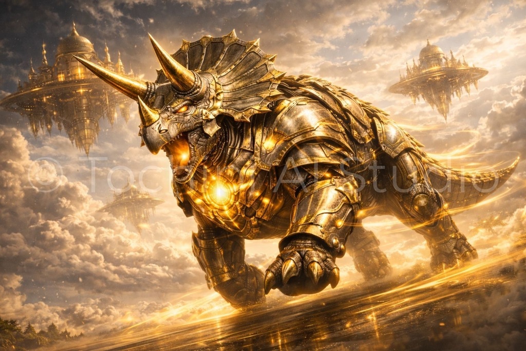 Cyber Mecha Dinosaur Artworks - Triceratops 5 Series / 10 Artworks (4K)