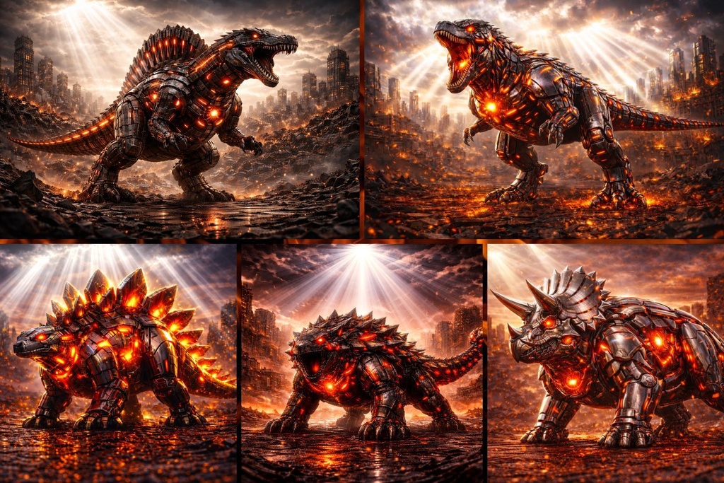 Cyber Mecha Dinosaur Artworks – Best Of 5 Series Art Pack Vol.1 / 50 Artworks (4K)