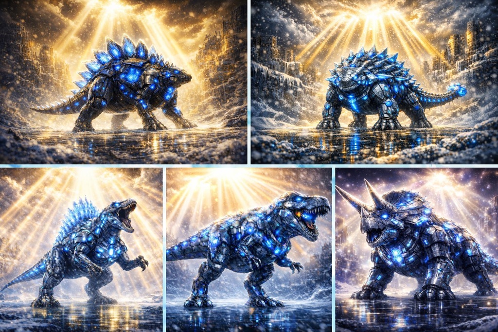 Cyber Mecha Dinosaur Artworks – Best Of 5 Series Art Pack Vol.1 / 50 Artworks (4K)