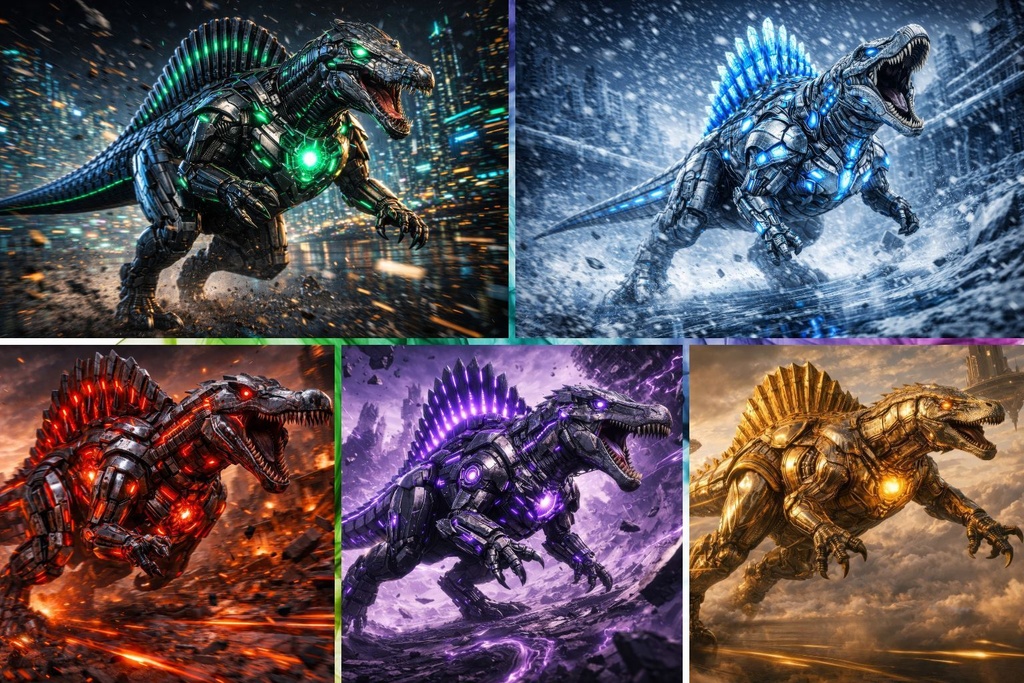 Cyber Mecha Dinosaur Artworks – Best Of 5 Series Art Pack Vol.1 / 50 Artworks (4K)
