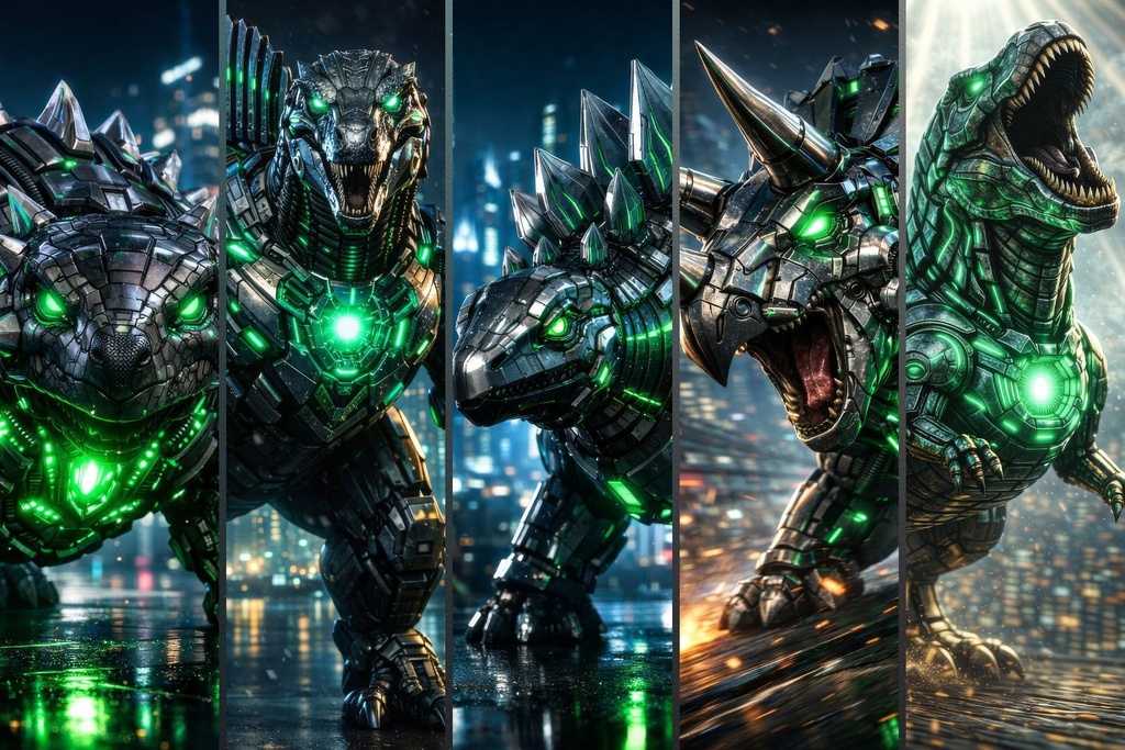 Cyber Mecha Dinosaur Artworks – 5 Series Mega Pack Vol.1 / 250 Artworks (4K)