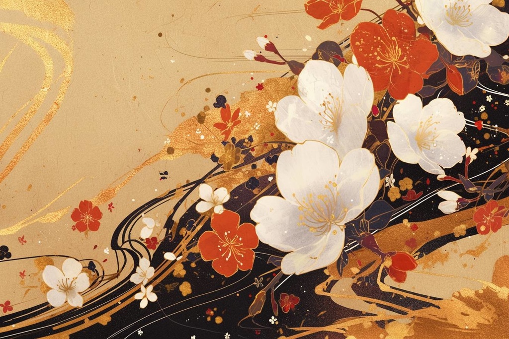 【和柄】流れる桜【手帳型ケース】