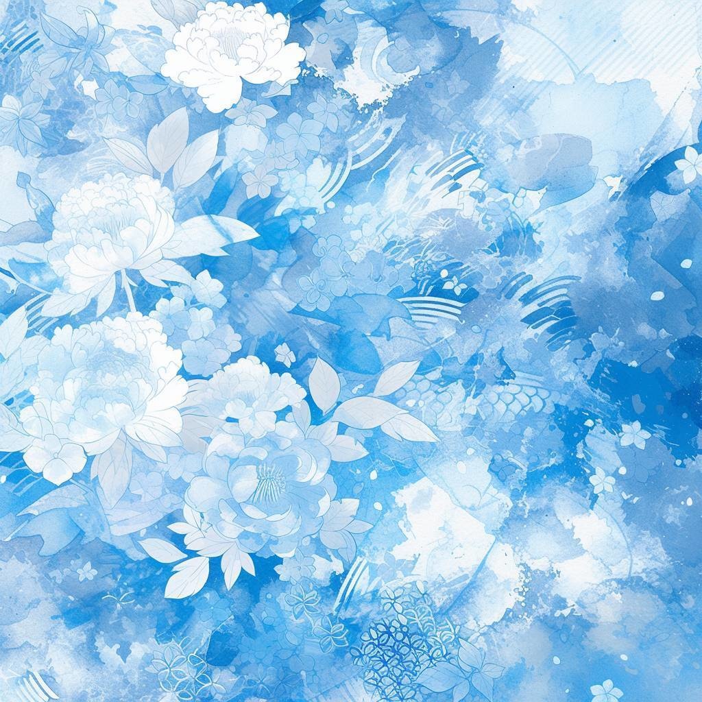 【iPhoneカバー】和柄-柔らかな青-