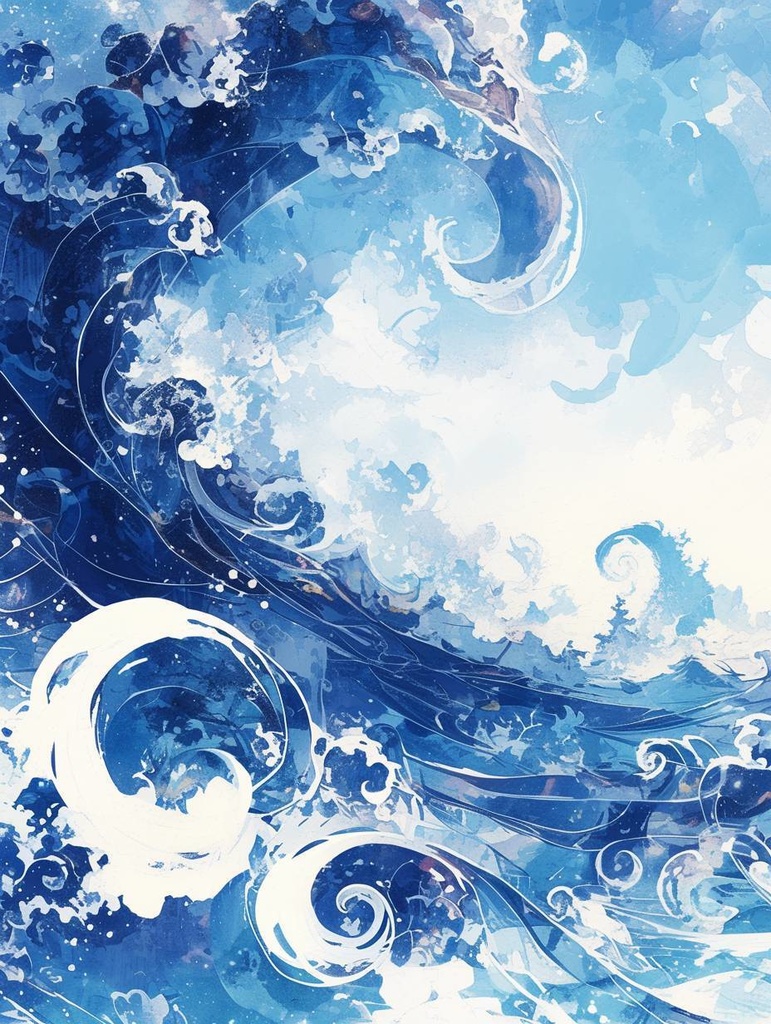 【iPhone手帳型ケース】和柄-波-