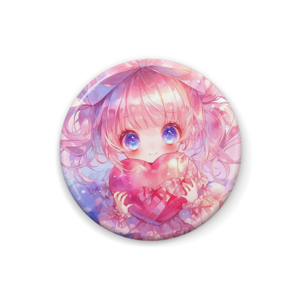 【缶バッジ】受け取って欲しいの!ふわふわハート♡