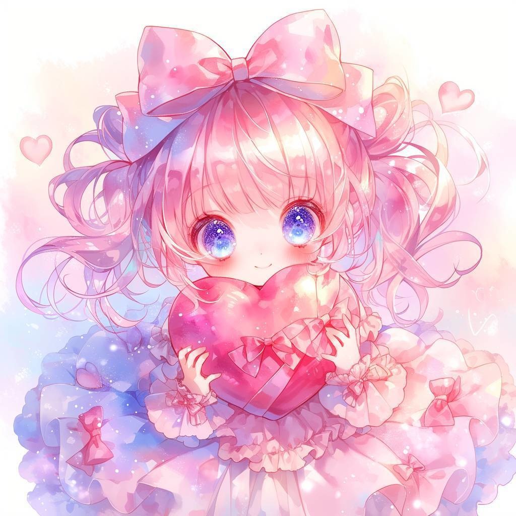 【ステッカー】受け取って欲しいの!ふわふわハート♡