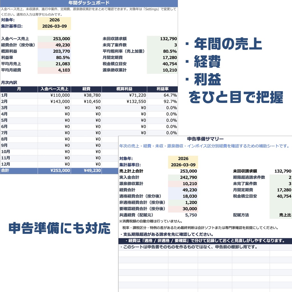 フリーランスのための「案件・請求・入金・経費」管理キット