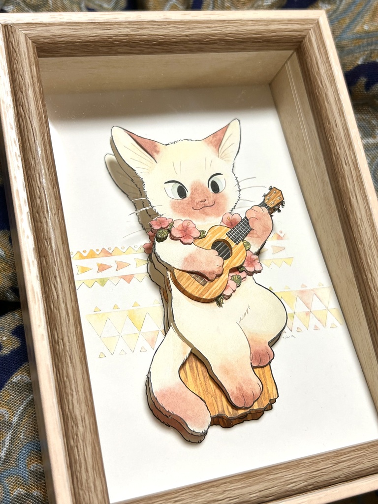 「ウクレレねこ」シャドウボックス