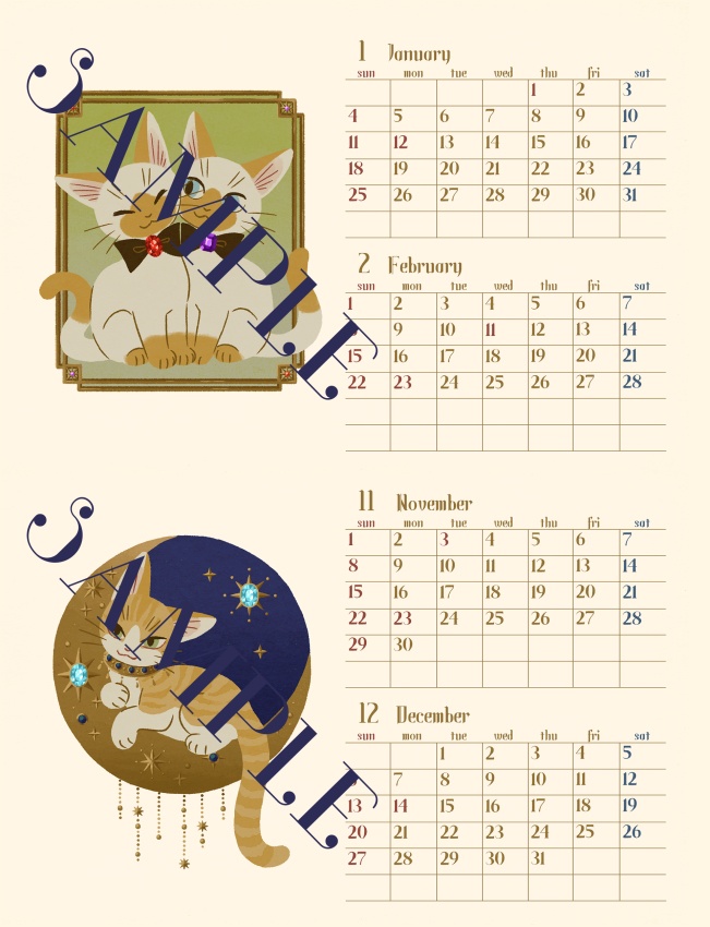 たいやきねこ&マーマレードキャット2026カレンダー