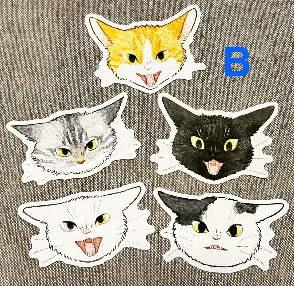 おこりんぼねこステッカー5枚セット