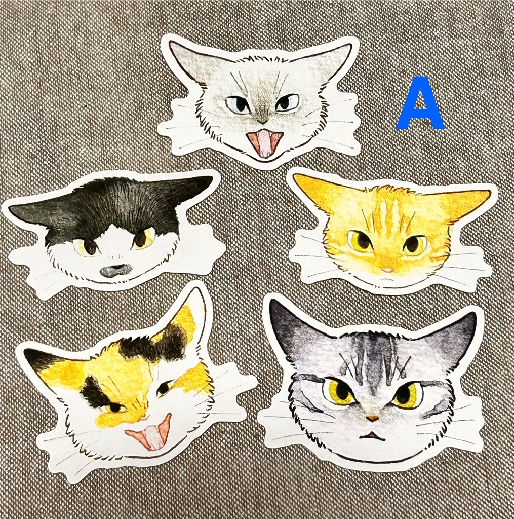 おこりんぼねこステッカー5枚セット