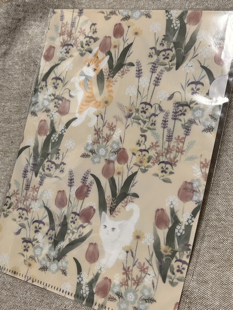 A5クリアファイル「ねこと花々」