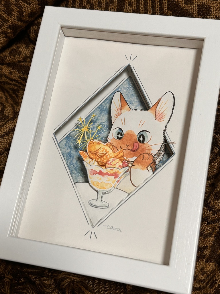「たいやきパフェねこ」シャドウボックス