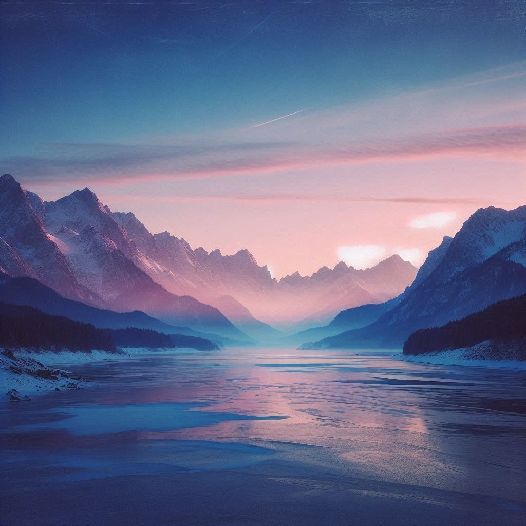 冬の雪山と透き通った空 デジタル素材パック（2枚セット・SNS・壁紙対応）B