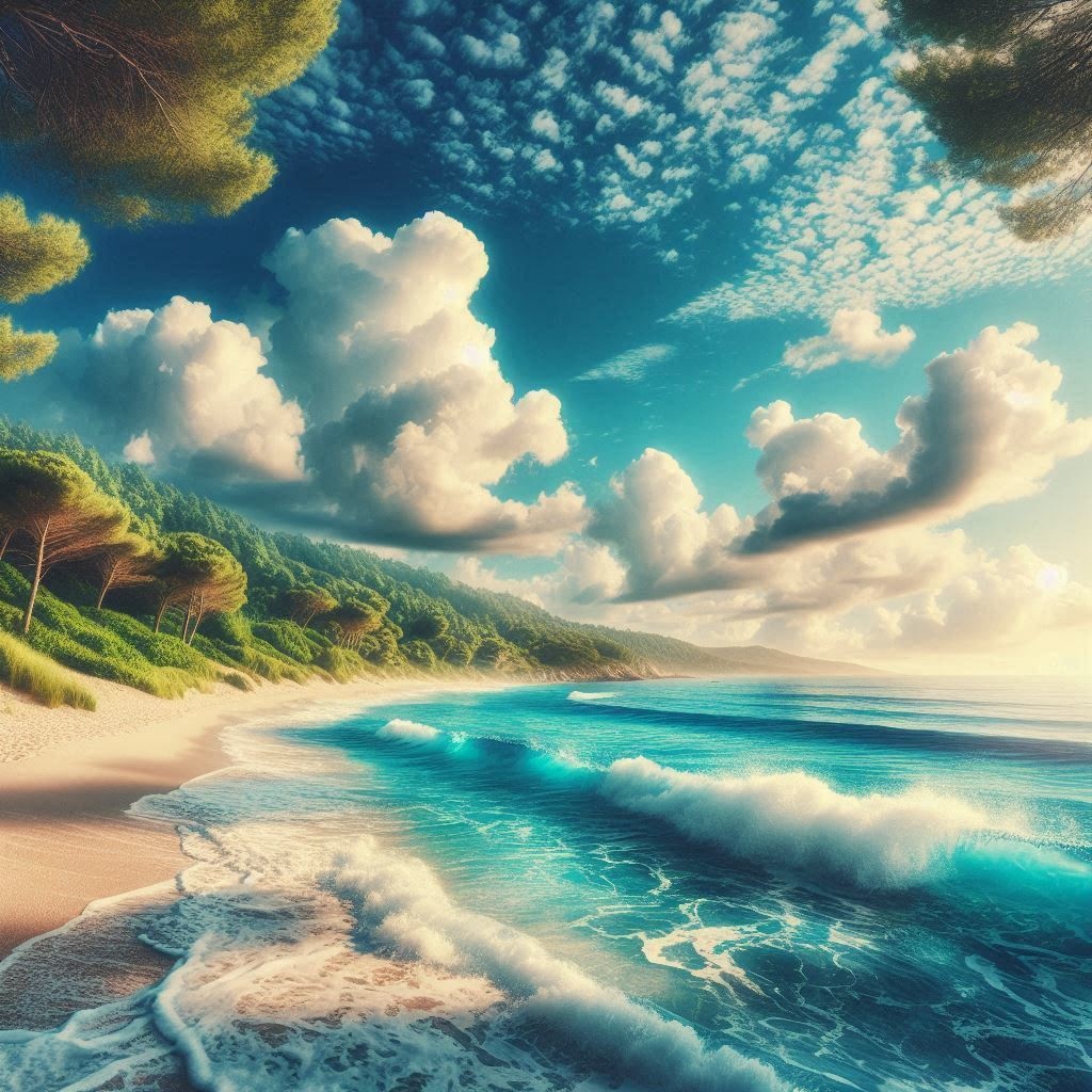 爽やか夏風景デジタルアート （2枚セット・SNS・壁紙対応）