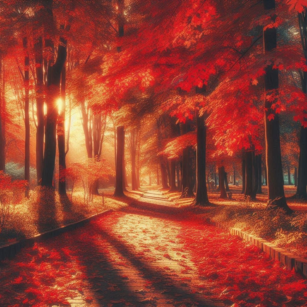 秋色紅葉デジタルアート （2枚セット・SNS・壁紙対応）