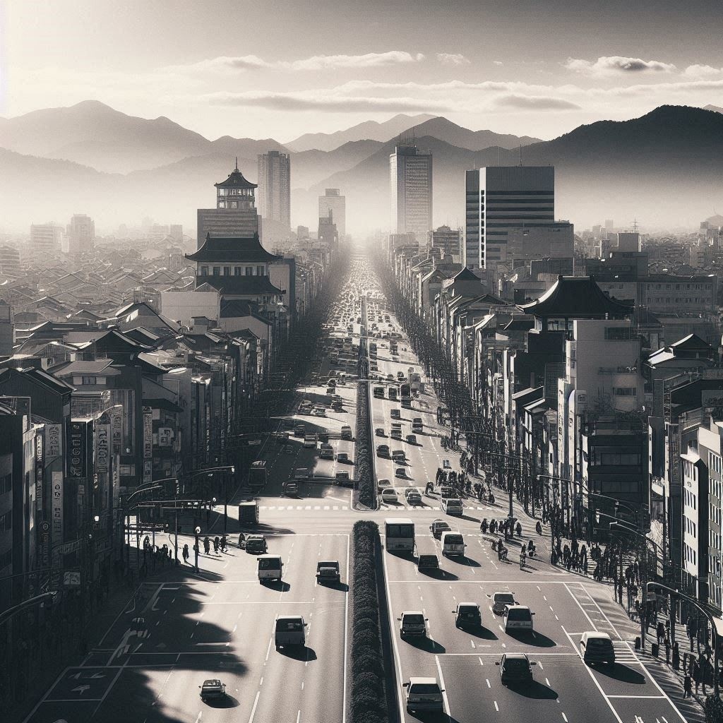 モノクロ風景デジタルアート （2枚セット・SNS・壁紙対応）