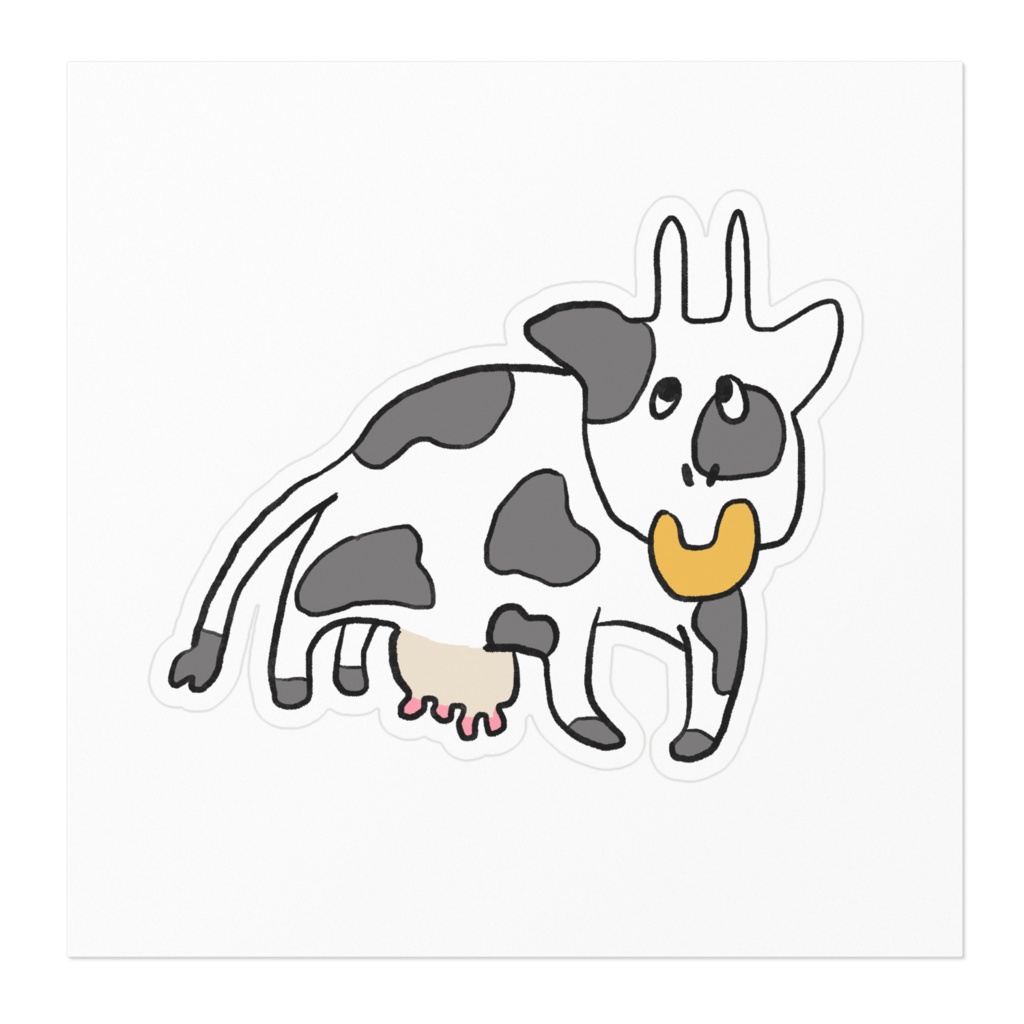 ボーッとした牛さんステッカー