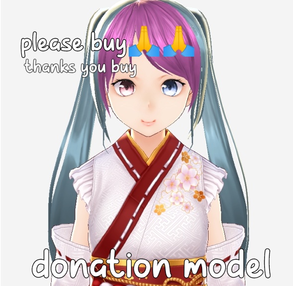 Blue pink model girl vroid (please donate if you want)