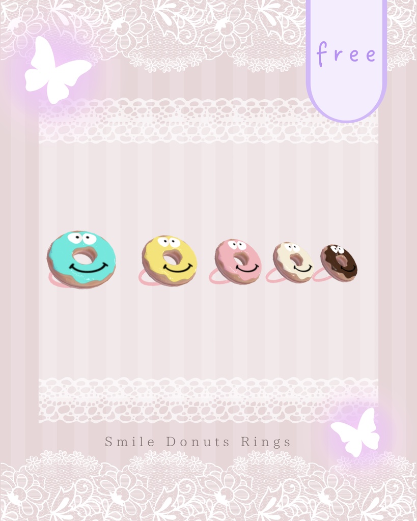 【無料/free】Smile Donuts Ring!【ぽわり専用】【3D小物】