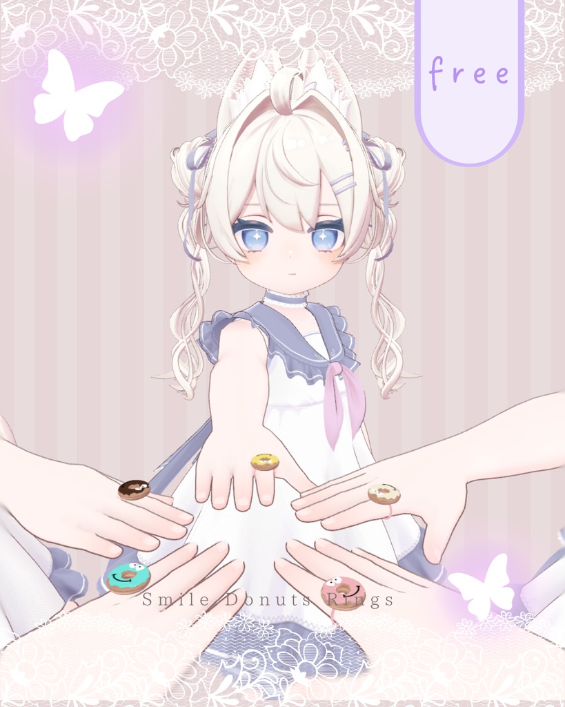 【無料/free】Smile Donuts Ring!【ぽわり専用】【3D小物】