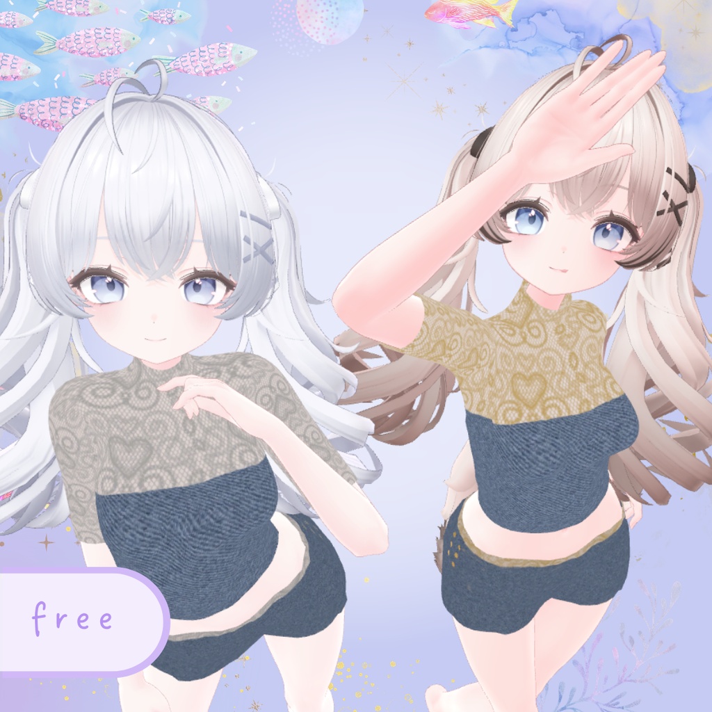 【無料/free】【るもか専用】Rumoka Swim Wear「Sea Heart🩶」
