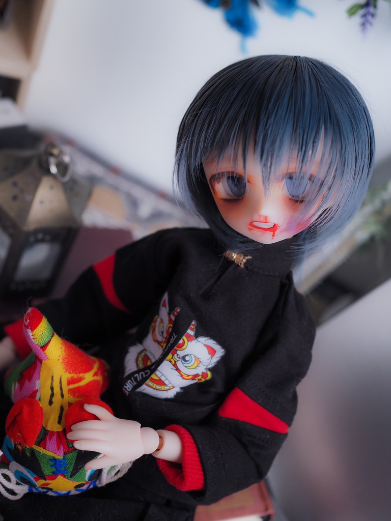 【DDH-01 SW】カスタムヘッド+碁石アイ【ソフビ盛・ピアス・難有】