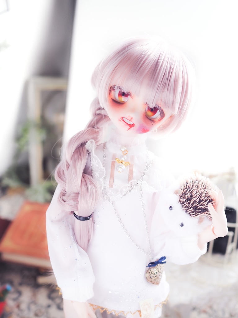 【DDH-01 SW】カスタムヘッド+碁石アイ【ソフビ盛・ピアス・難有】