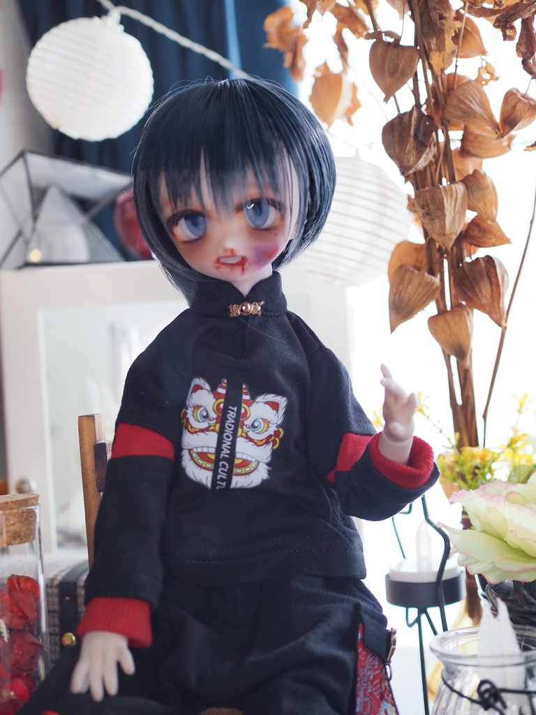 【DDH-01 SW】カスタムヘッド+碁石アイ【ソフビ盛・ピアス・難有】