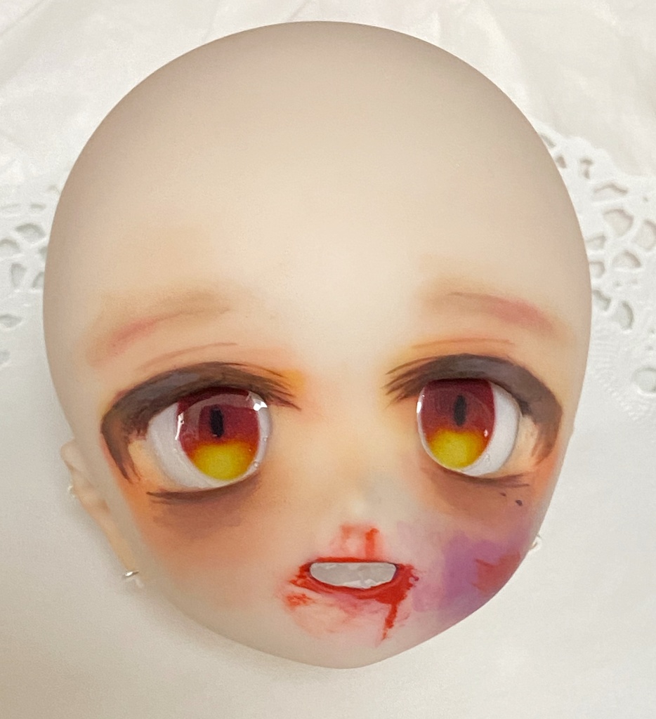 【DDH-01 SW】カスタムヘッド+碁石アイ【ソフビ盛・ピアス・難有】