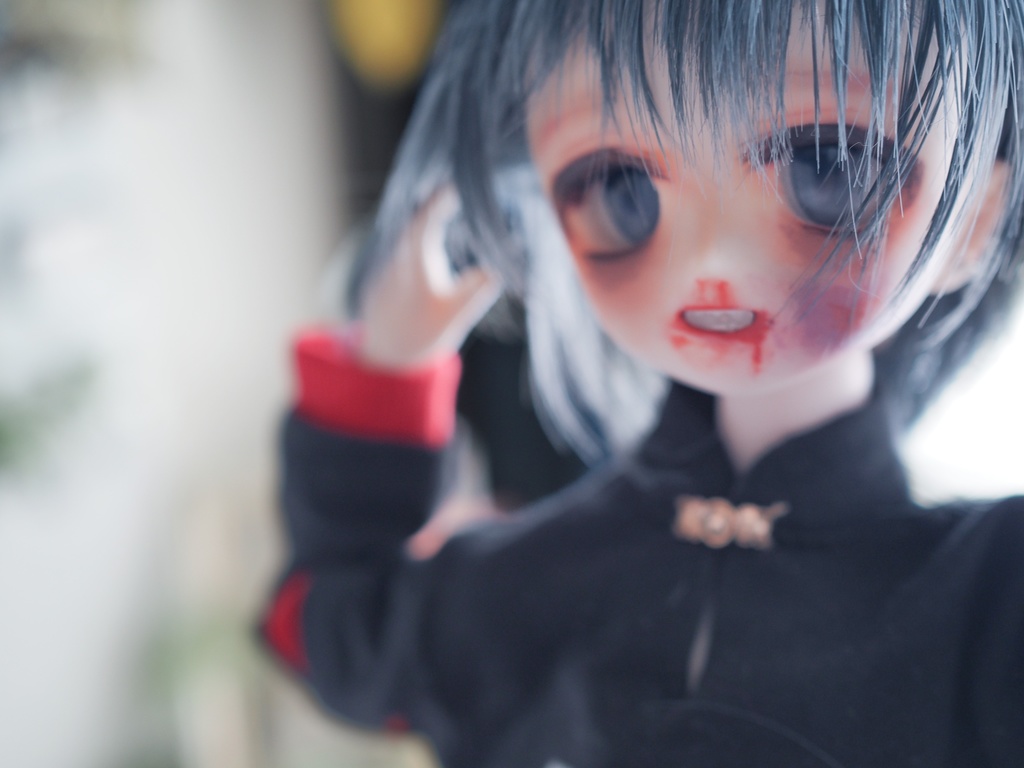 【DDH-01 SW】カスタムヘッド+碁石アイ【ソフビ盛・ピアス・難有】