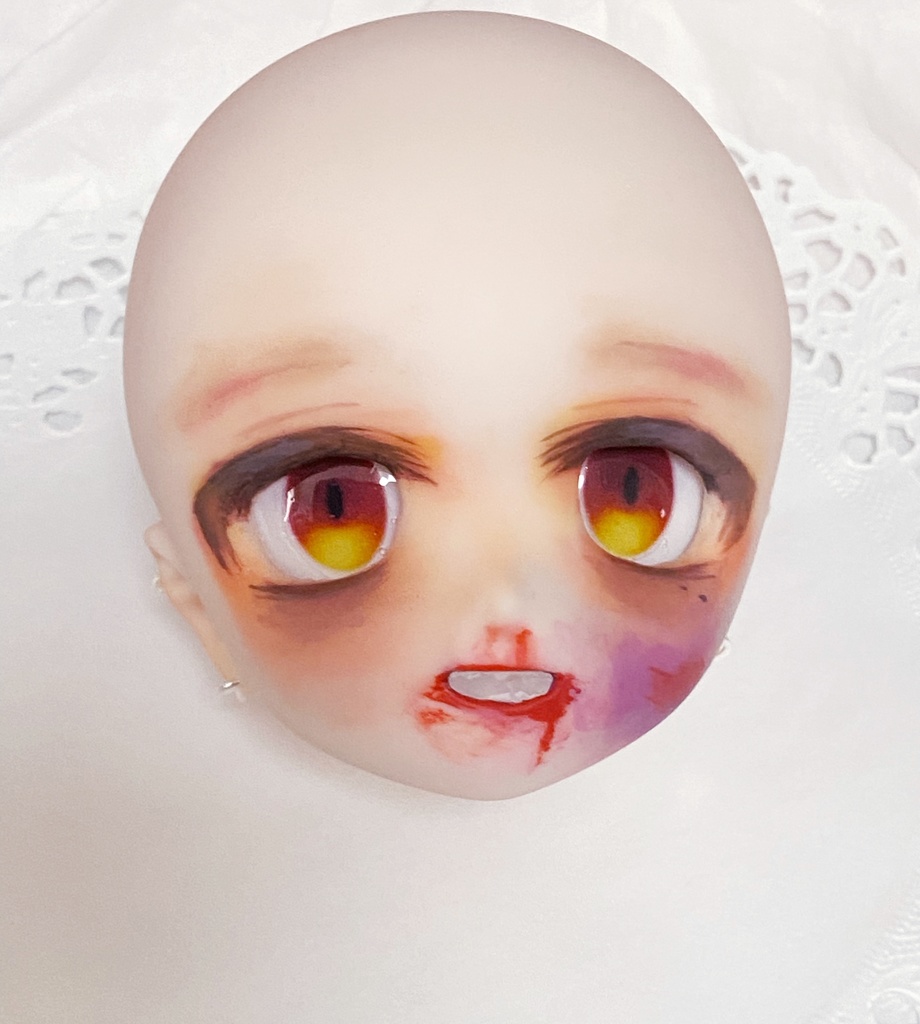 【DDH-01 SW】カスタムヘッド+碁石アイ【ソフビ盛・ピアス・難有】