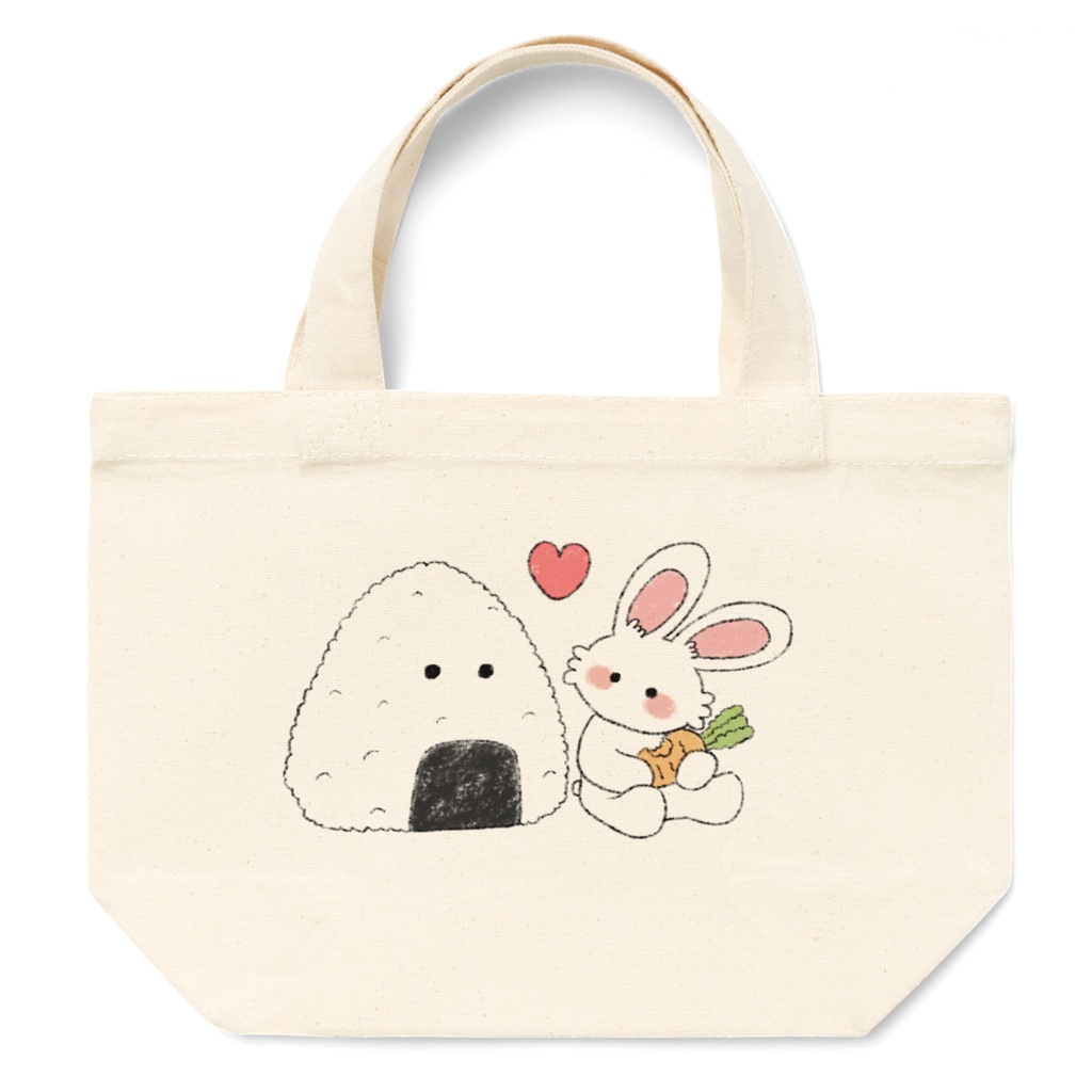 にんじん食べてるうささんとおにぎりくんトートバッグSサイズ