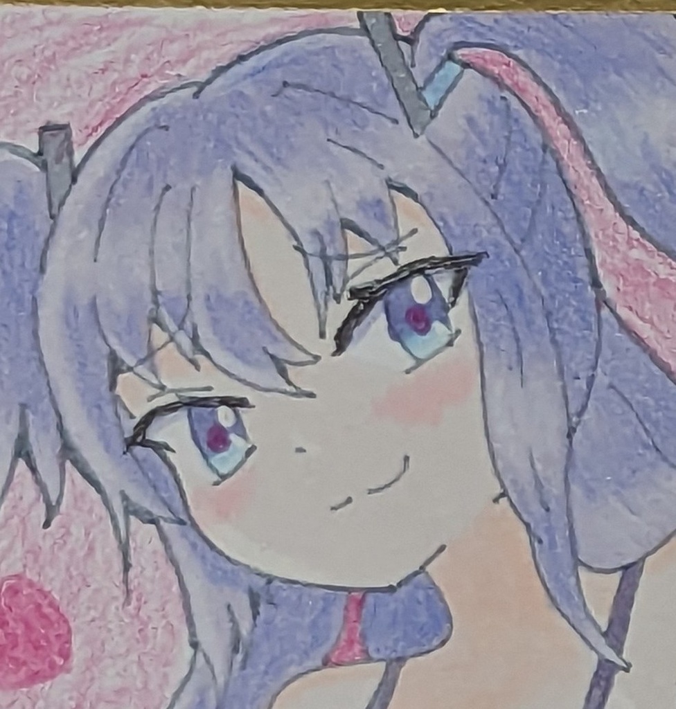 ブルアカ 早瀬ユウカ 手描きイラスト色紙