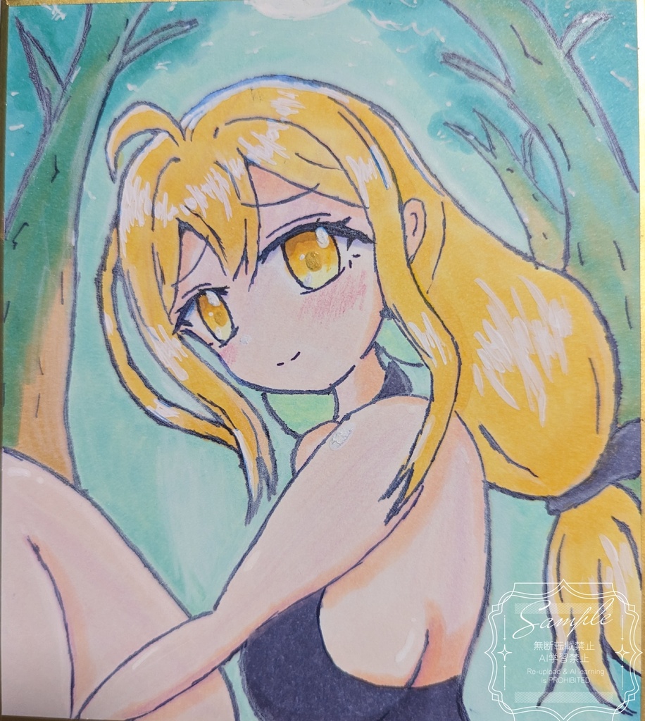 レイセン 手描きイラスト 色紙