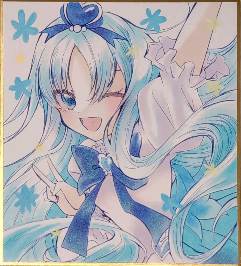 手描きイラスト色紙　キュアマリン