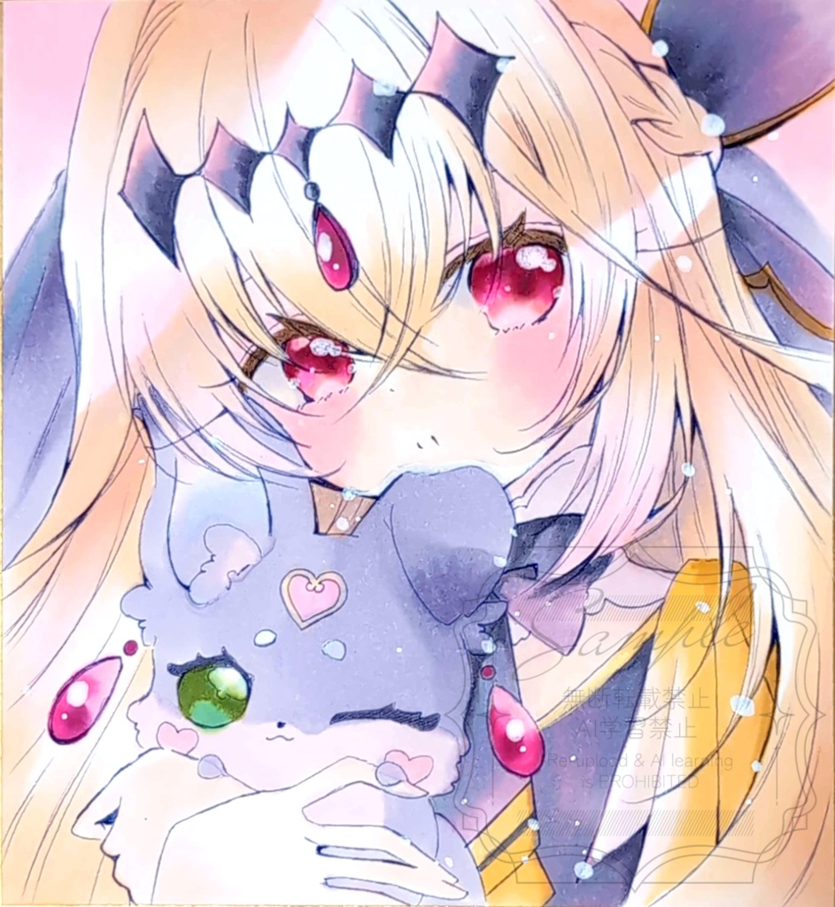 手描きイラスト色紙　名探偵プリキュア