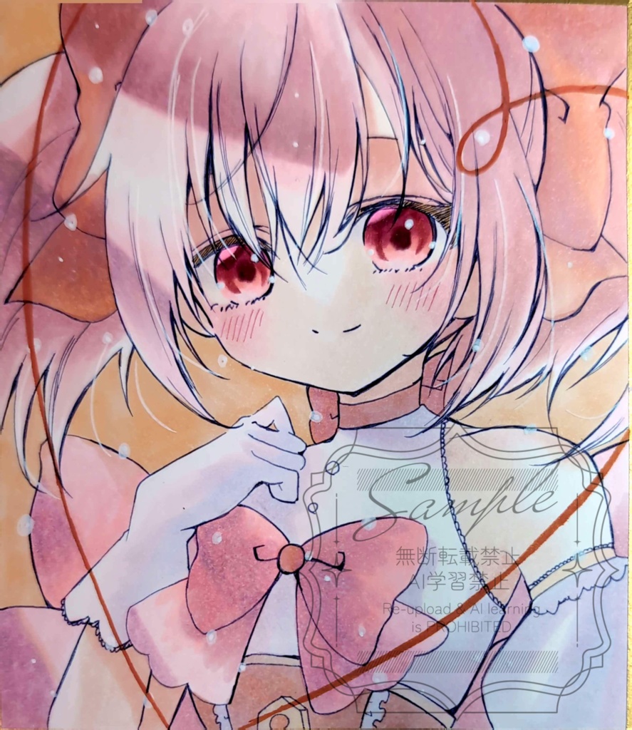 手描きイラスト色紙　鹿目まどか