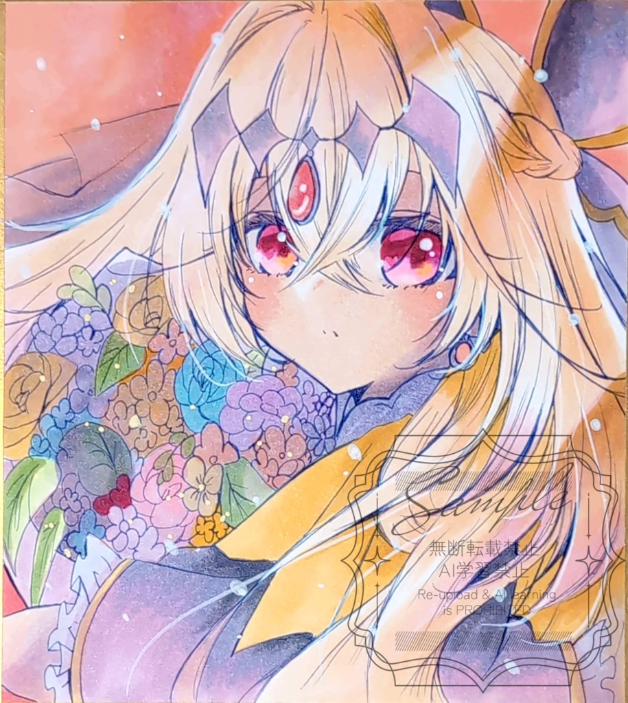 手描きイラスト色紙　名探偵プリキュア