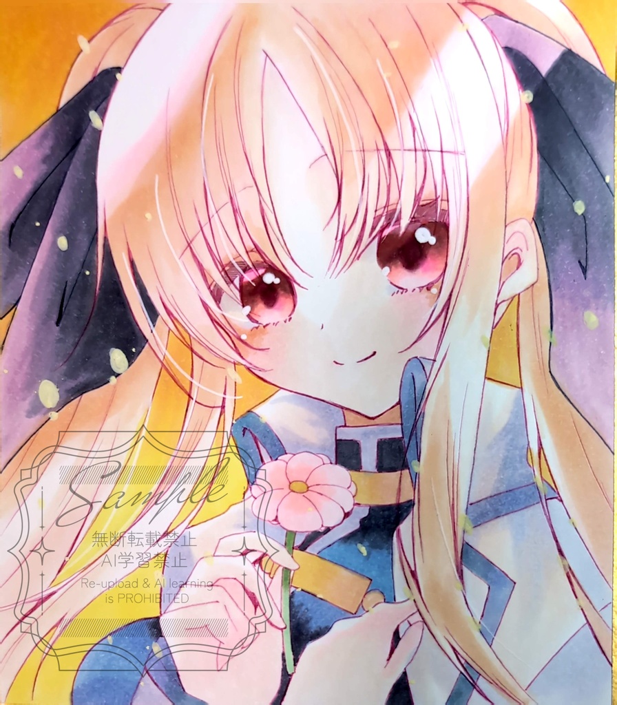 手描きイラスト色紙　フェイト・テスタロッサ